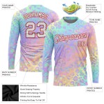 Custom Pink White-Red Leopard 3D Pattern Long Sleeve Performance T-Shirt