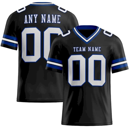 Custom Black White-Royal Mesh Authentic Football Jersey