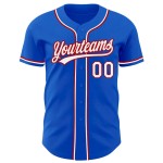 Custom Thunder Blue White-Red Authentic Baseball Jersey