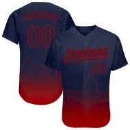 Custom Navy Red 3D Washington City Edition Fade Fashion Authentic Baseball Jersey