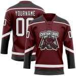 Custom Burgundy White-Black Hockey Lace Neck Jersey Custom Burgundy White-Black Hockey Lace Neck Jersey