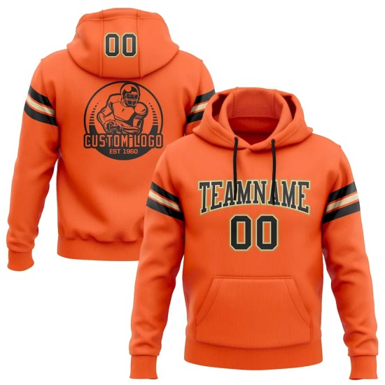 Custom Stitched Orange Black City Cream-Old Gold Football Pullover Sweatshirt Hoodie
