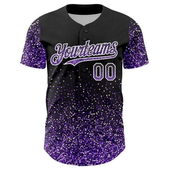 Custom Black Purple-White 3D Pattern Design Abstract Colorful Glittering Dot Authentic Baseball Jersey Custom Black Purple-White 3D Pattern Design Abstract Colorful Glittering Dot Authentic Baseball Jersey