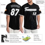 Custom Black Gray Pinstripe White-Gray Authentic Baseball Jersey