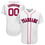 Custom White Red-Navy Baseball Jersey