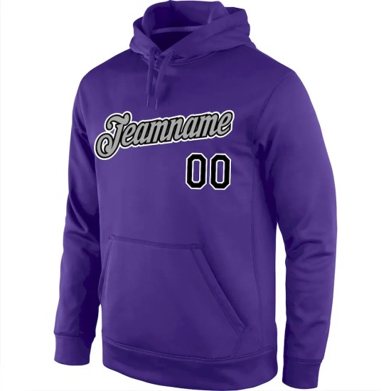 Custom Stitched Purple Black-Gray Sports Pullover Sweatshirt Hoodie
