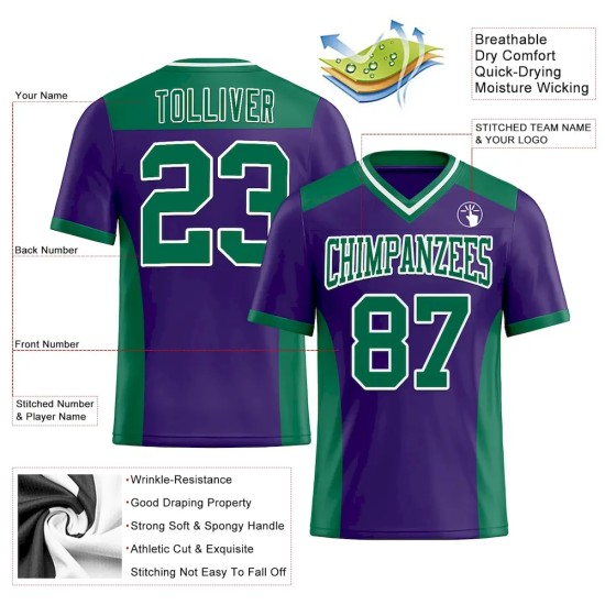 Custom Purple Kelly Green-White Mesh Authentic Football Jersey Custom Purple Kelly Green-White Mesh Authentic Football Jersey