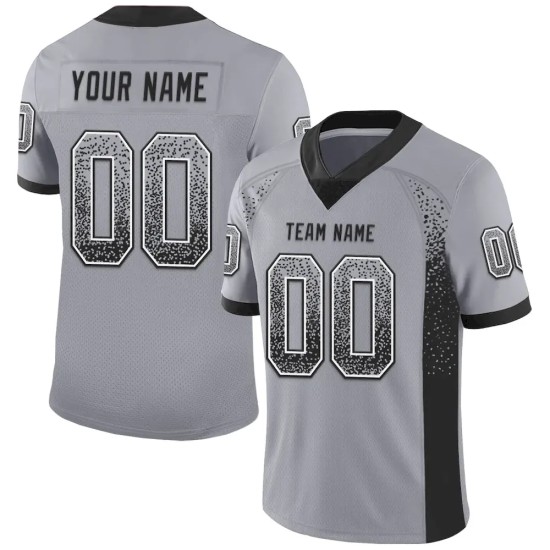 Custom Gray Black-White Mesh Drift Fashion Football Jersey Custom Gray Black-White Mesh Drift Fashion Football Jersey
