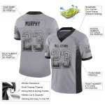 Custom Gray Black-White Mesh Drift Fashion Football Jersey Custom Gray Black-White Mesh Drift Fashion Football Jersey