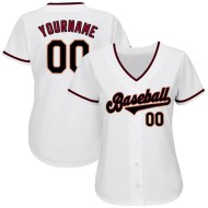 Custom White Black-Crimson Authentic Baseball Jersey