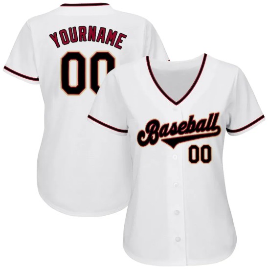 Custom White Black-Crimson Authentic Baseball Jersey