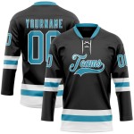 Custom Black Panther Blue-White Hockey Lace Neck Jersey Custom Black Panther Blue-White Hockey Lace Neck Jersey