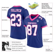 Custom Royal White-Pink Mesh Authentic Football Jersey