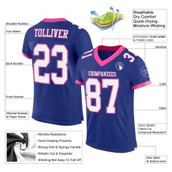 Custom Royal White-Pink Mesh Authentic Football Jersey