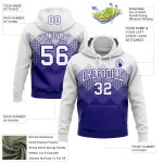 Custom Stitched White Dark Purple 3D Pattern Design Gradient Square Shape Sports Pullover Sweatshirt Hoodie