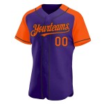 Custom Purple Orange-Black Authentic Raglan Sleeves Baseball Jersey