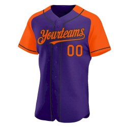 Custom Purple Orange-Black Authentic Raglan Sleeves Baseball Jersey