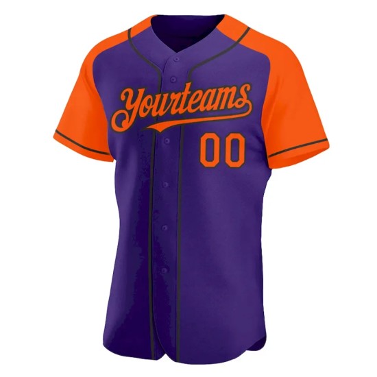 Custom Purple Orange-Black Authentic Raglan Sleeves Baseball Jersey