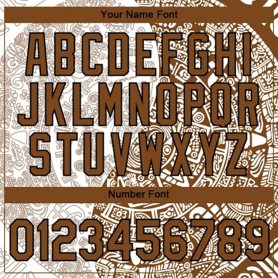 Custom White Brown-Black 3D Pattern Design Ancient Shapes Performance T-Shirt