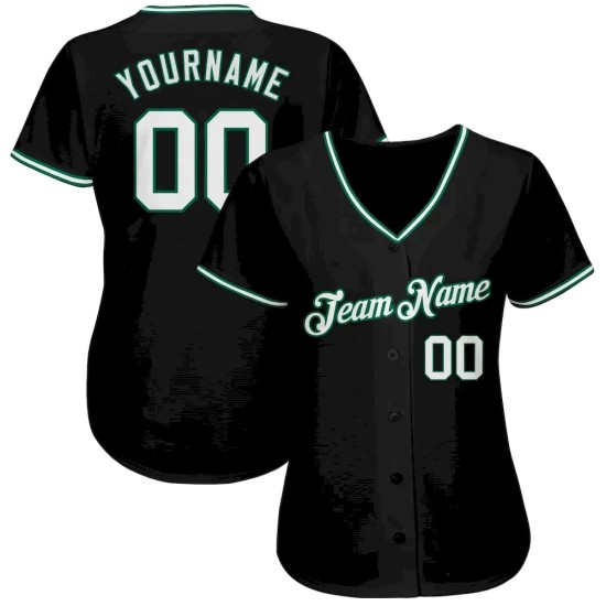 Custom Black White-Kelly Green Authentic Baseball Jersey Custom Black White-Kelly Green Authentic Baseball Jersey