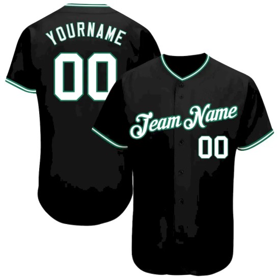 Custom Black White-Kelly Green Authentic Baseball Jersey Custom Black White-Kelly Green Authentic Baseball Jersey