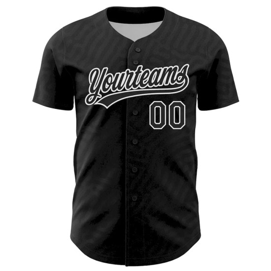 Custom Black White 3D Pattern Design Black History Month Authentic Baseball Jersey