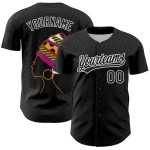 Custom Black White 3D Pattern Design Black History Month Authentic Baseball Jersey